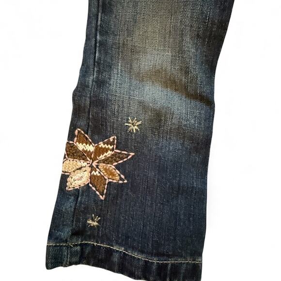 BABY GAP Girls 2t Fair Isle EMBROIDERED Denim Toddler Nordic Winter star Pants - Picture 3 of 9